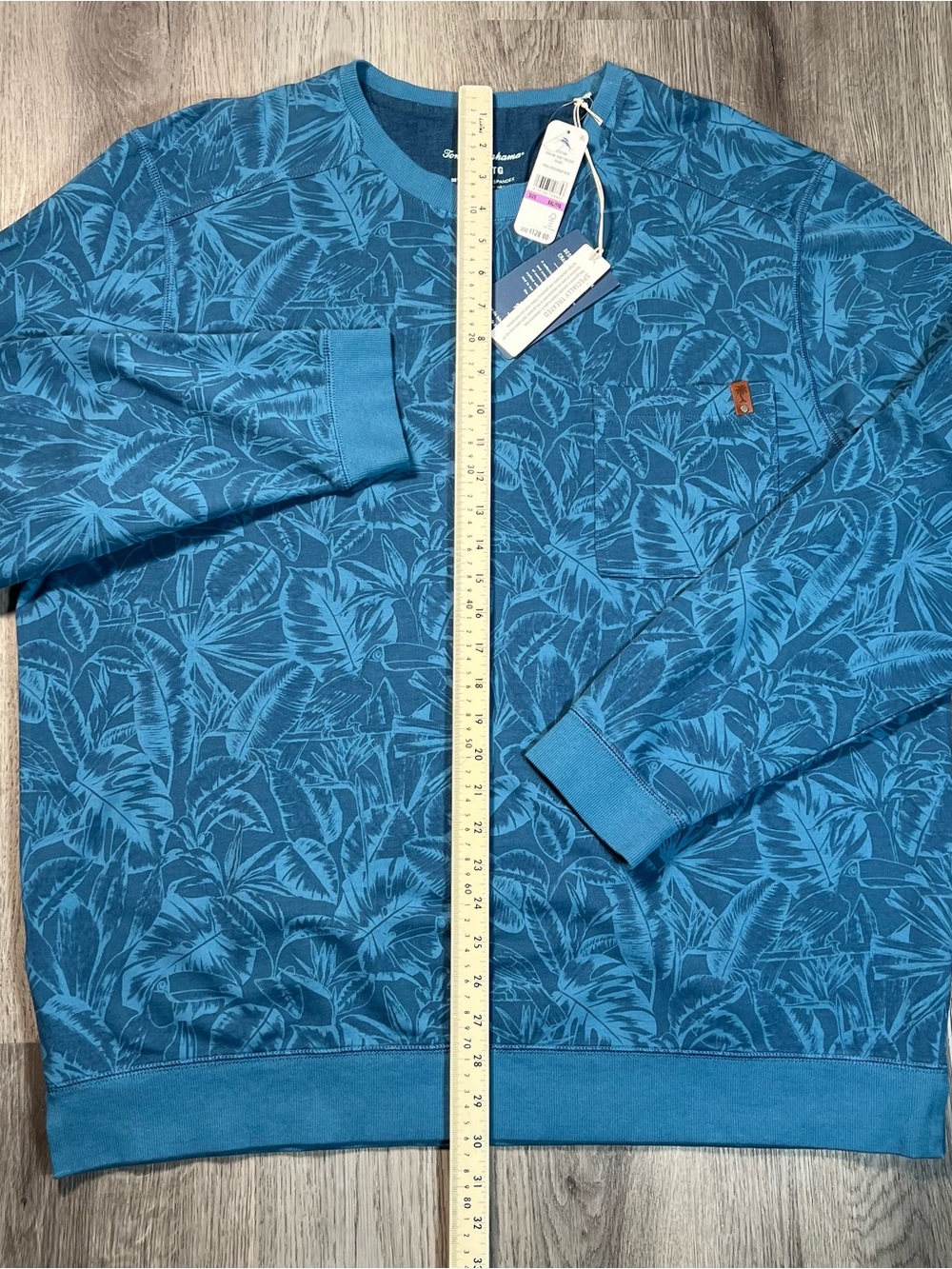 New Tommy Bahama Mens XXL Ben and Terry Twilight Palms Sweatshirt Buccaneer Blue - Picture 6 of 8